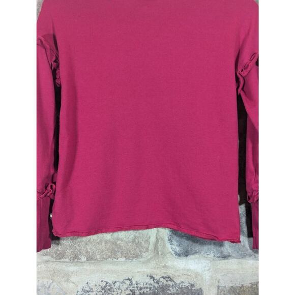 Lucky Brand Sweatshirt Ruffle Pink Black Embroidered Girl's Size Large Cute - Picture 8 of 12